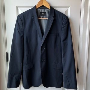 H&M navy blue pinstripe suit jacket